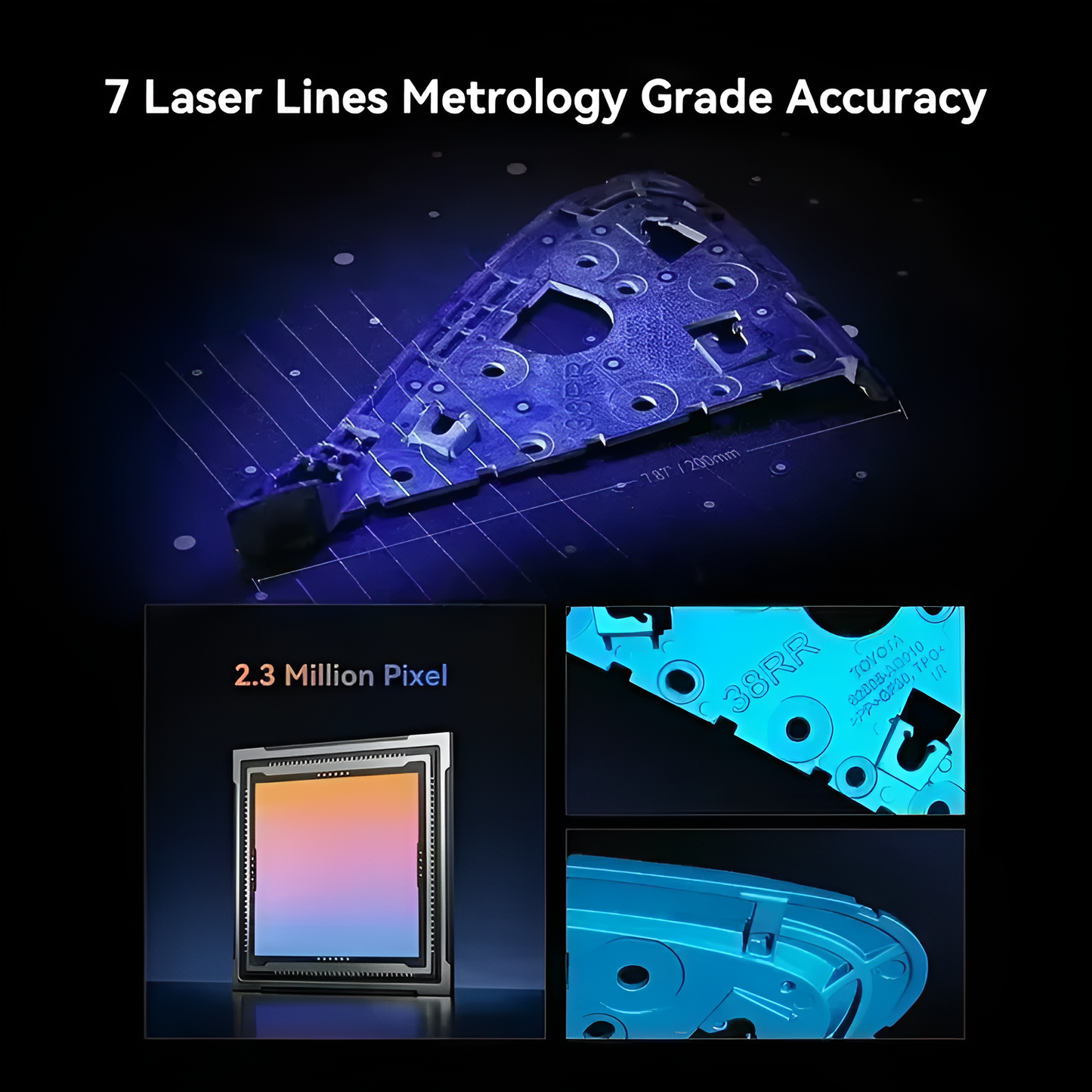 3D Scanner Cr-Scan Raptor Multiple-Line Blue NIR 0.02Mm Accuracy 60FPS Anti-Shake Tracking Scanning 24Bit Color Scanner