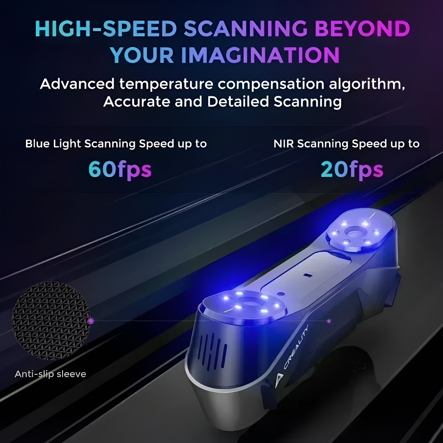 3D Scanner Cr-Scan Raptor Multiple-Line Blue NIR 0.02Mm Accuracy 60FPS Anti-Shake Tracking Scanning 24Bit Color Scanner